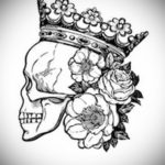 эскизы тату череп с короной 17.09.2019 №016 - Skull tattoo designs with crow - tatufoto.com