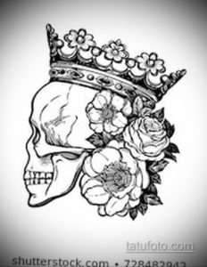 эскизы тату череп с короной 17.09.2019 №016 - Skull tattoo designs with crow - tatufoto.com