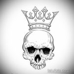 эскизы тату череп с короной 17.09.2019 №018 - Skull tattoo designs with crow - tatufoto.com