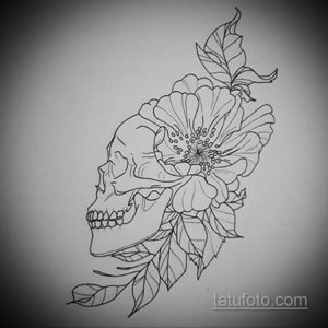 эскизы тату череп с цветами 17.09.2019 №004 - Skull tattoo sketches with flo - tatufoto.com