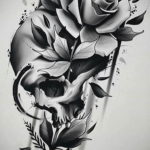 эскизы тату череп с цветами 17.09.2019 №005 - Skull tattoo sketches with flo - tatufoto.com