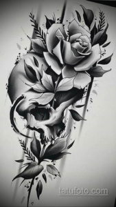 эскизы тату череп с цветами 17.09.2019 №005 - Skull tattoo sketches with flo - tatufoto.com