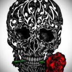 эскизы тату череп с цветами 17.09.2019 №025 - Skull tattoo sketches with flo - tatufoto.com