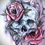 эскизы тату череп с цветами 17.09.2019 №026 - Skull tattoo sketches with flo - tatufoto.com