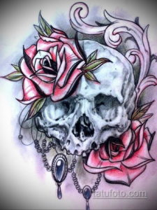 эскизы тату череп с цветами 17.09.2019 №026 - Skull tattoo sketches with flo - tatufoto.com