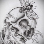 эскизы тату череп с цветами 17.09.2019 №030 - Skull tattoo sketches with flo - tatufoto.com