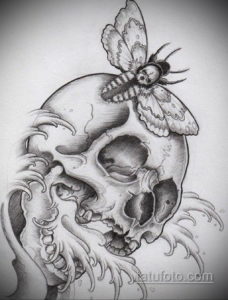 эскизы тату череп с цветами 17.09.2019 №030 - Skull tattoo sketches with flo - tatufoto.com
