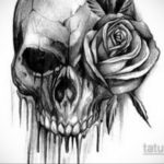 эскизы тату череп с цветами 17.09.2019 №037 - Skull tattoo sketches with flo - tatufoto.com