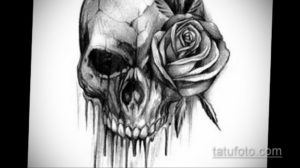 эскизы тату череп с цветами 17.09.2019 №037 - Skull tattoo sketches with flo - tatufoto.com