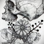 эскизы тату череп с цветами 17.09.2019 №039 - Skull tattoo sketches with flo - tatufoto.com