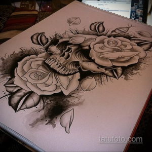 эскизы тату череп с цветами 17.09.2019 №041 - Skull tattoo sketches with flo - tatufoto.com