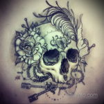 эскизы тату череп с цветами 17.09.2019 №043 - Skull tattoo sketches with flo - tatufoto.com