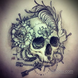 эскизы тату череп с цветами 17.09.2019 №043 - Skull tattoo sketches with flo - tatufoto.com
