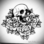 эскизы тату череп с цветами 17.09.2019 №044 - Skull tattoo sketches with flo - tatufoto.com