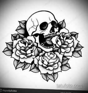 эскизы тату череп с цветами 17.09.2019 №044 - Skull tattoo sketches with flo - tatufoto.com