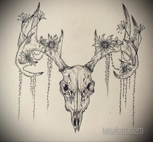 эскизы тату череп с цветами 17.09.2019 №045 - Skull tattoo sketches with flo - tatufoto.com