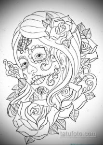 эскизы тату череп с цветами 17.09.2019 №048 - Skull tattoo sketches with flo - tatufoto.com