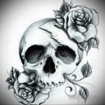 эскизы тату череп с цветами 17.09.2019 №049 - Skull tattoo sketches with flo - tatufoto.com