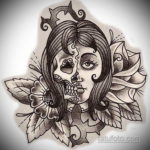 эскизы тату череп с цветами 17.09.2019 №051 - Skull tattoo sketches with flo - tatufoto.com