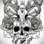 эскизы тату череп с цветами 17.09.2019 №053 - Skull tattoo sketches with flo - tatufoto.com