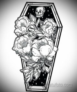 эскизы тату череп с цветами 17.09.2019 №054 - Skull tattoo sketches with flo - tatufoto.com