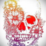 эскизы тату череп с цветами 17.09.2019 №056 - Skull tattoo sketches with flo - tatufoto.com