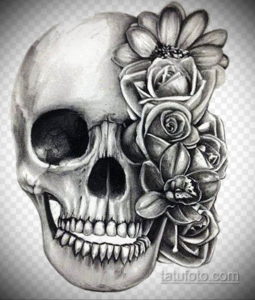 эскизы тату череп с цветами 17.09.2019 №057 - Skull tattoo sketches with flo - tatufoto.com