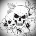 эскизы тату череп с цветами 17.09.2019 №058 - Skull tattoo sketches with flo - tatufoto.com
