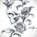 эскизы тату череп с цветами 17.09.2019 №059 - Skull tattoo sketches with flo - tatufoto.com