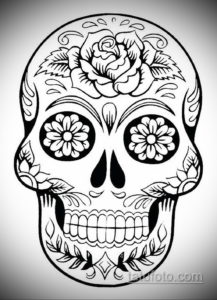 эскизы тату череп с цветами 17.09.2019 №060 - Skull tattoo sketches with flo - tatufoto.com