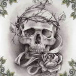 эскизы тату череп с цветами 17.09.2019 №061 - Skull tattoo sketches with flo - tatufoto.com