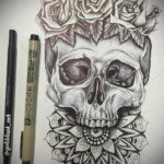 эскизы тату черепа на ногу 17.09.2019 №007 - Sketch of a tattoo of a skull on - tatufoto.com