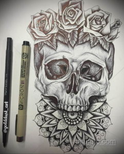 эскизы тату черепа на ногу 17.09.2019 №007 - Sketch of a tattoo of a skull on - tatufoto.com