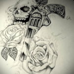 эскизы тату черепа на ногу 17.09.2019 №012 - Sketch of a tattoo of a skull on - tatufoto.com