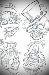 эскизы тату черепа черно белые 17.09.2019 №040 - Skull tattoo sketches bla - tatufoto.com