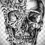 эскизы тату черепа черно белые 17.09.2019 №066 - Skull tattoo sketches bla - tatufoto.com