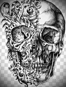 эскизы тату черепа черно белые 17.09.2019 №066 - Skull tattoo sketches bla - tatufoto.com