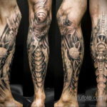 биомеханика тату на ноге 31.10.2019 №003 - biomechanics of leg tattoos - tatufoto.com
