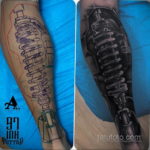 биомеханика тату на ноге 31.10.2019 №030 - biomechanics of leg tattoos - tatufoto.com