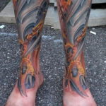 биомеханика тату на ноге 31.10.2019 №042 - biomechanics of leg tattoos - tatufoto.com