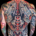 биомеханика тату на спине 31.10.2019 №003 - back biomechanics tattoo - tatufoto.com