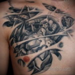 тату биомеханика на груди 31.10.2019 №001 - biomechanics tattoo on the che - tatufoto.com