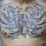 тату биомеханика на груди 31.10.2019 №027 - biomechanics tattoo on the che - tatufoto.com