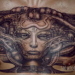 тату биомеханика на груди 31.10.2019 №043 - biomechanics tattoo on the che - tatufoto.com