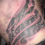 тату биомеханика на шее 31.10.2019 №007 - biomechanics tattoo - tatufoto.com
