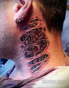 тату биомеханика на шее 31.10.2019 №015 - biomechanics tattoo - tatufoto.com