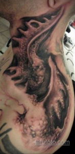 тату биомеханика на шее 31.10.2019 №016 - biomechanics tattoo - tatufoto.com