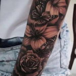 фото женской тату с цветами 21.10.2019 №027 - female tattoo with flowers - tatufoto.com