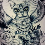 тату Египетская кошка 18.11.2019 №028 -Egyptian cat tattoo- tatufoto.com