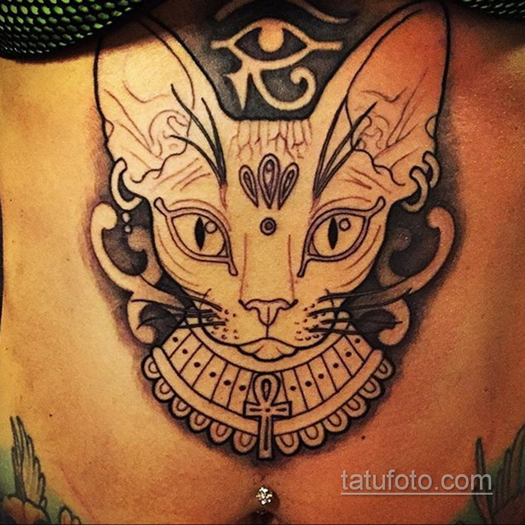 тату Египетская кошка 18.11.2019 №057 -Egyptian cat tattoo- tatufoto.com